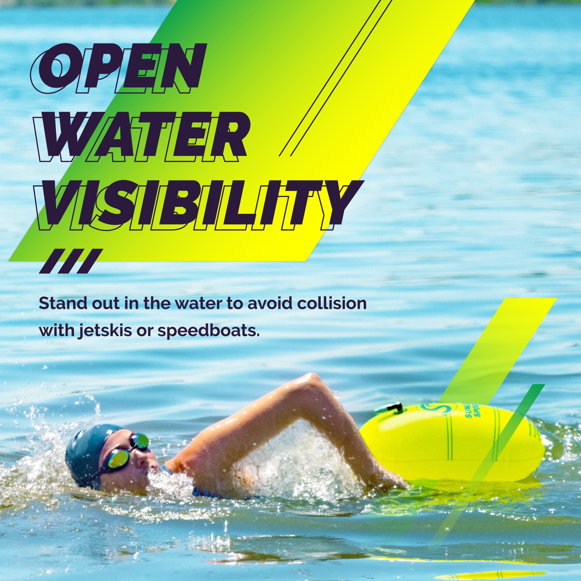 Sunlite Sports Swim Buoy, Highly Visible Safety Marine Float Training for Open Water Swimming, for Swimmers, Triatheletes, Kayakers, Snorkelers