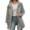thumbnail image 3 of Womans Jacket Spring Fall Windbreaker Lightweight Hooded Softshell Jacket Outdoor Windproof Zip Up Raincoat Grey M, 3 of 7