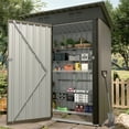 thumbnail image 1 of Remise de Rangement Extérieure en Métal - Utilitaire Compacte 5 X 3 Pi Brun - Toit en Pente et Porte Verrouillable - Résistante aux Intempéries pour Jardin, Terrasse (1 Pce), 1 of 9