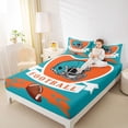 thumbnail image 4 of jejeloiu Football Games Full Size Sheets,Cyan Orange Bed Sheets For Rugby Gamer 4pcs, 4 of 7