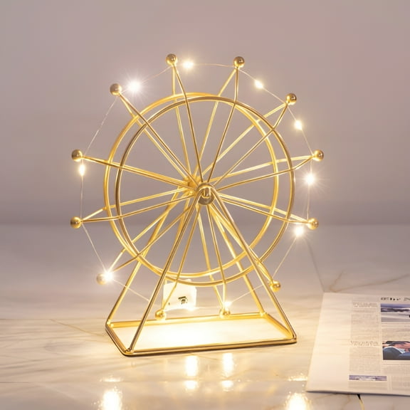 LAMIRO Art Deco Gold Ferris Wheel Bookshelf Decor-Modern Shelf Accent Ornament,Living Room,Fireplace,Desk & Entryway Decor,Ideal Gift