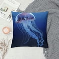 thumbnail image 2 of ARISTURING  Jellyfish Throw Pillow Cushion Cover, Blue Spotted Jelly Fish Aquarium Life Marine Animals Ocean Predator in The Deep Water, Decorative Square Accent Pillow Case,  Blue, 2 of 5