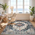 thumbnail image 3 of Design&I 9'x12' Washable Area Rug Sleek Flatweave Pet Friendly Extra Vintage Large Boho Ornamental Lattice Distressed Frame for Master Suite, Under Bed, 3 of 7