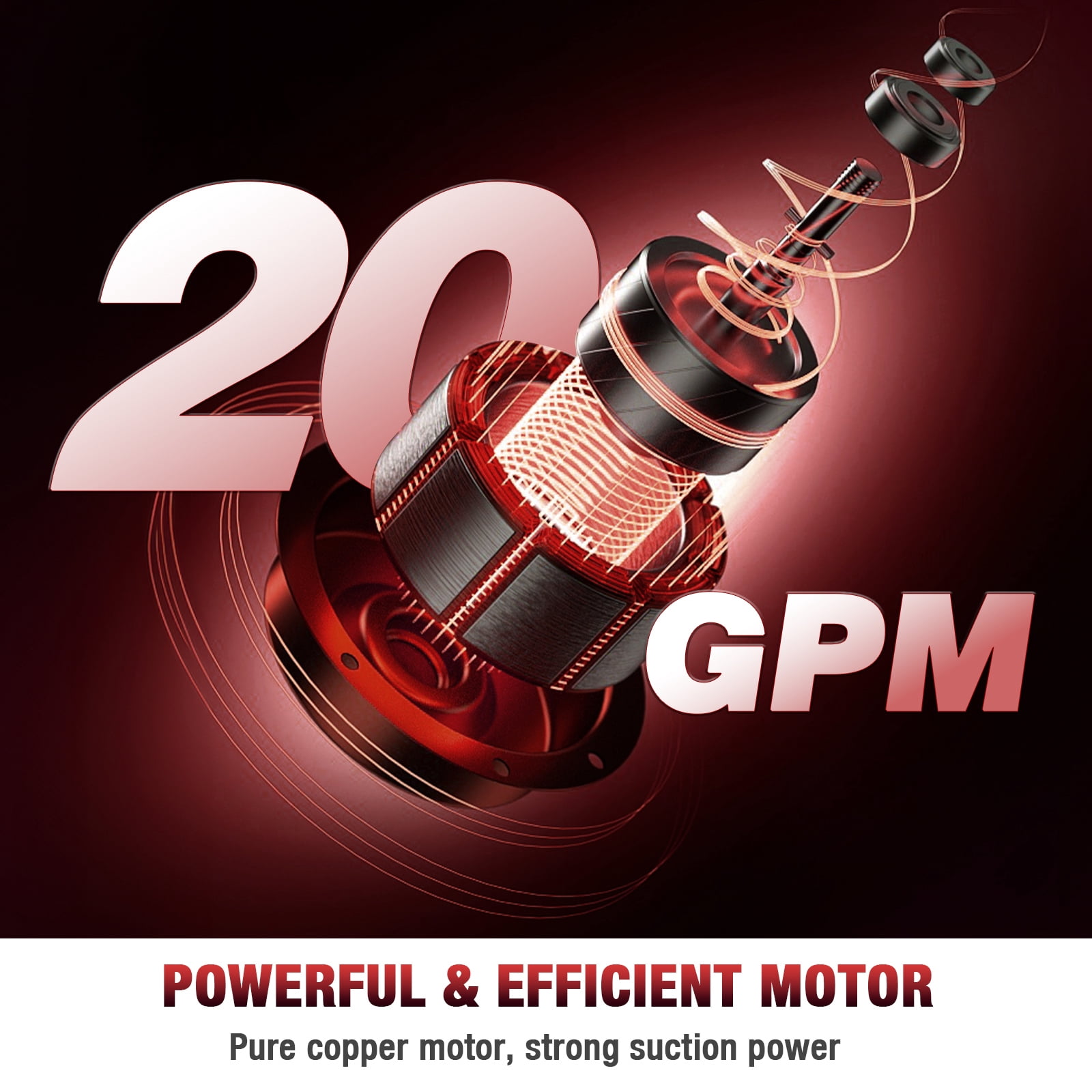 Fuel Transfer Pump 12V 20 GPM with Auto Off Nozzle, Cast Iron Heavy Duty Pump for Gas, Diesel, Kerosene, Biodiesel, Red