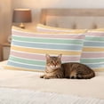 thumbnail image 3 of Color Stripes Outdoor Pillow Covers 20"x12" Set of 2, Pink Blue Green Striped Gradient Brush Texture Waterproof Throw Pillow Covers for Patio Furniture, Decorative Cushion Covers for Porch, 3 of 9