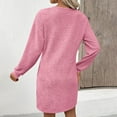 thumbnail image 4 of AUNVITO Women's Solid Casual Long Sleeve V-Neck Dress with Side Pockets, 4 of 9
