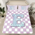 thumbnail image 2 of Castle Fairy Teens Monogrammed Letter 4pcs Bed Sheets,Geometric Plaid King Sheets,Sparkling Sequin Super Cozy Sheet Set,Lightweight Room Decor, 2 of 7