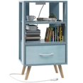thumbnail image 3 of Mesa de noche Aenuert azul de 3 niveles con carga USB, 3 of 8