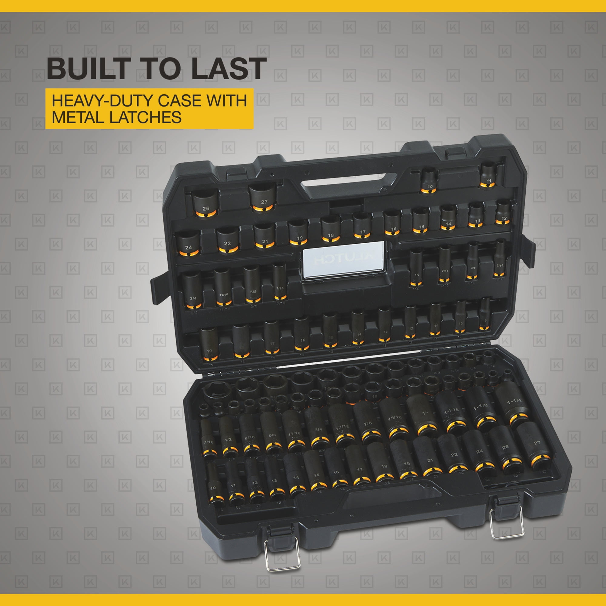 Klutch 3/8in.- and 1/2in.-Drive Impact Socket Sets, Chrome Molybdenum, SAE + Metric, 94-Pc.