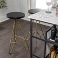 thumbnail image 2 of Trinity 30" Modern Industiral Iron Tripod Backless Bar Stool, Black Seat with Gold Frame, 2 of 9