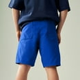 thumbnail image 5 of JTSRKL Boys Cotton Shorts Loose Fit Summer Pull On Elastic Drawstring Casual Kids School Uniform Shorts Outfits with Pockets Blue 11-12 Years, 5 of 7