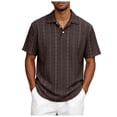thumbnail image 1 of Ketyyh-chn99 Men's Knit Shirts Vintage Short Sleeve Button Down Shirt Men's Short Sleeved Loose Fitting Knitted T Shirt Beach Shirt Size for XL,Coffee, 1 of 6