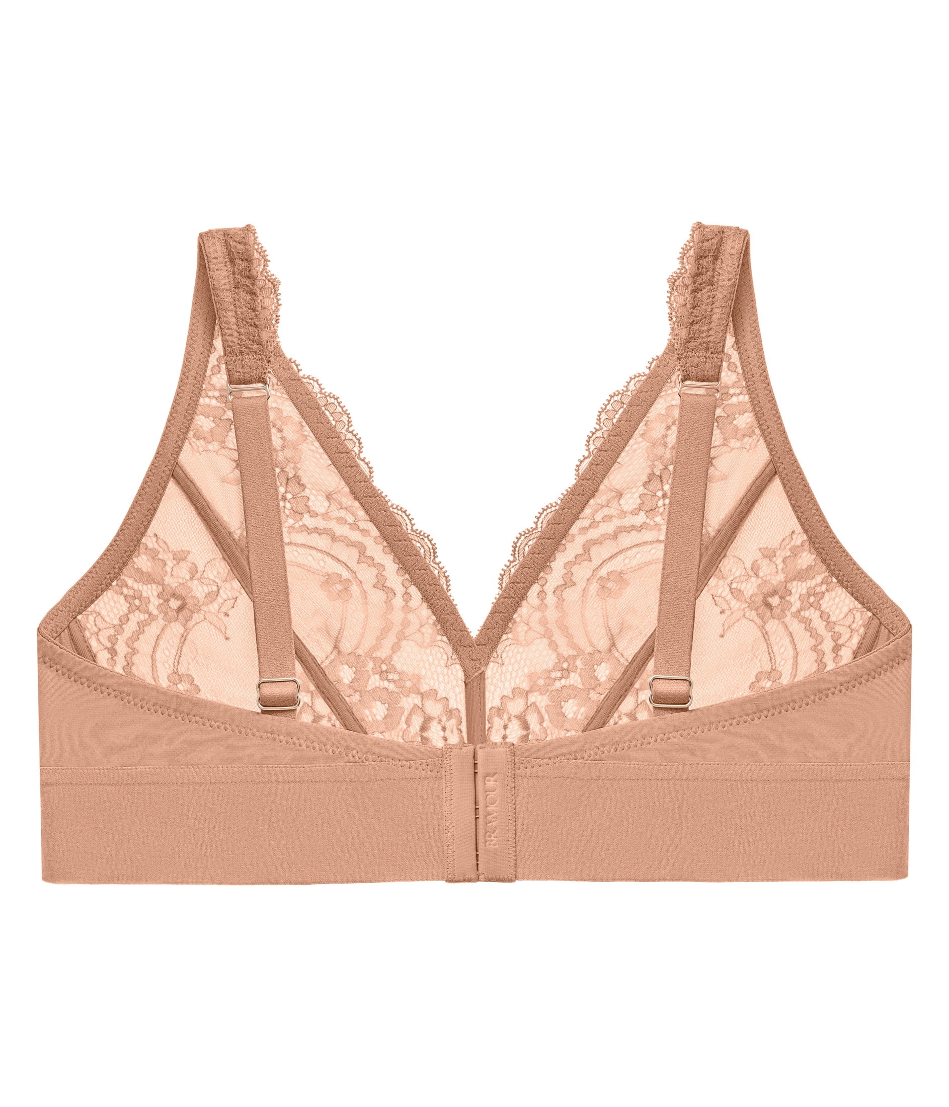 Glamorise Bramour Lexington Lace Plunge Bralette Wirefree Bra 7013 (Women's & Women's Plus)