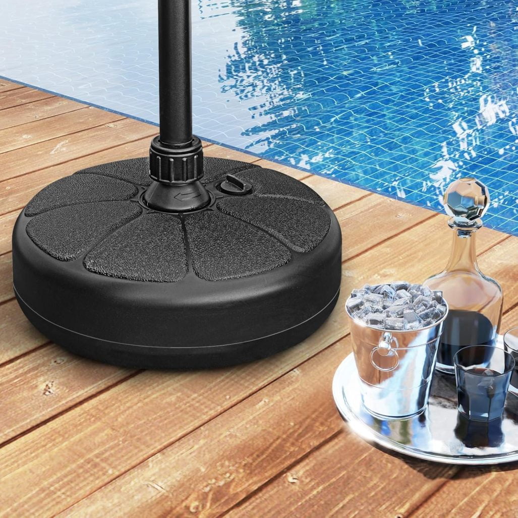 WJSP Patio Umbrella Base 40 LBS, Round 14.5 Inches Water Sand Fillable Outdoor Umbrella Stand Weight for Deck Poolside Garden Backyard Lawn Beach