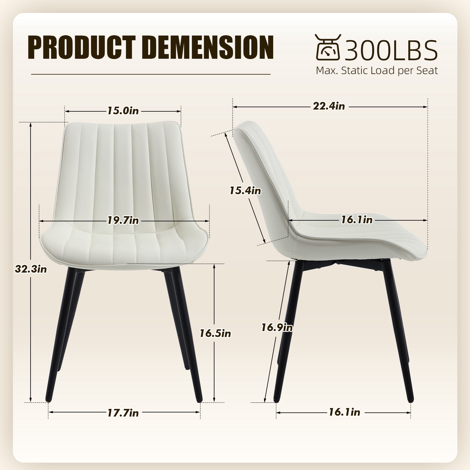 MOONMISS Modern Upholstered Dining Chairs Set of 4 with Thick Cushion,Sturdy Metal Legs,Side Chairs for Kitchen,Living Room