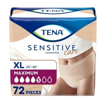 TENA Sensitive Care Adult Incontinence Underwear for Women, Maximum, Extra Large, 2 Pack of  72 Count