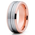 thumbnail image 2 of Silly Kings 8mm Gray Brushed Tungsten Carbide Wedding Ring Rose Gold Comfort Fit Band, 2 of 3
