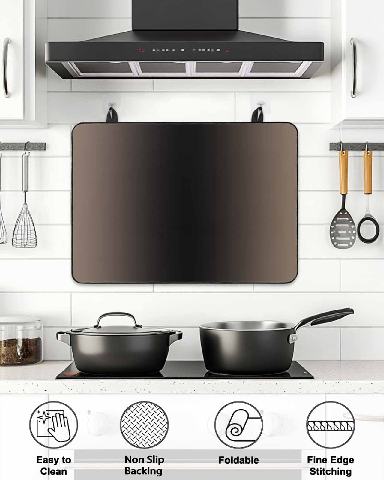 Stove Top Covers for Electric Stove, Brown Black Ombre Glass Stovetop Cover Protector, Modern Gradient Abstract Art Induction Cooktop Protector Oven Mat for Kitchen Countertop 24"x21"