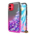 thumbnail image 4 of For Apple iPhone 13 (6.1") Gradient Quicksand Glitter Flowing Liquid Floating Sparkly Bling Diamond Rubber Hybrid Phone Case Cover by Xpression [Black / Pink], 4 of 4