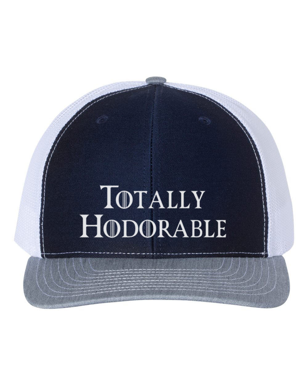 Game Of Thrones Hat, Totally Hodorable, GOT Hat, Trucker Hat, Baseball Cap, Adjustable, GOT Apparel, Hodor Hat, 10 Color Options, White Text, Navy/White/Heather - image 1 of 1