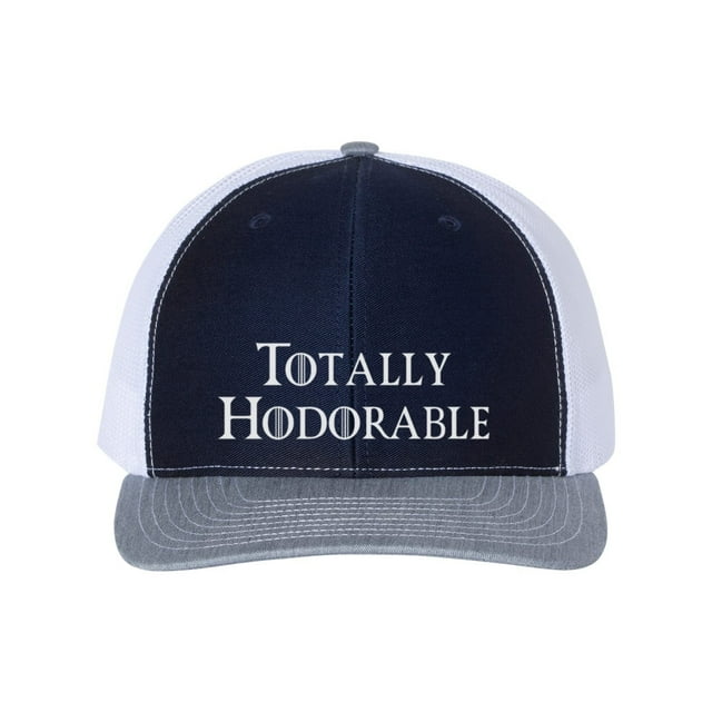 Game Of Thrones Hat, Totally Hodorable, GOT Hat, Trucker Hat, Baseball Cap, Adjustable, GOT Apparel, Hodor Hat, 10 Color Options, White Text, Navy/White/Heather
