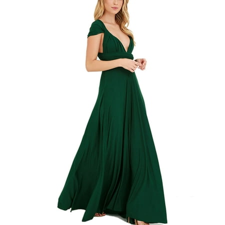 Ladies Convertible Multi Way Wrap Sleeveless Wedding Bridesmaid Dress Formal Evening Party Cocktail Prom Long Maxi Ball (Best Convertible Dress For Travel)