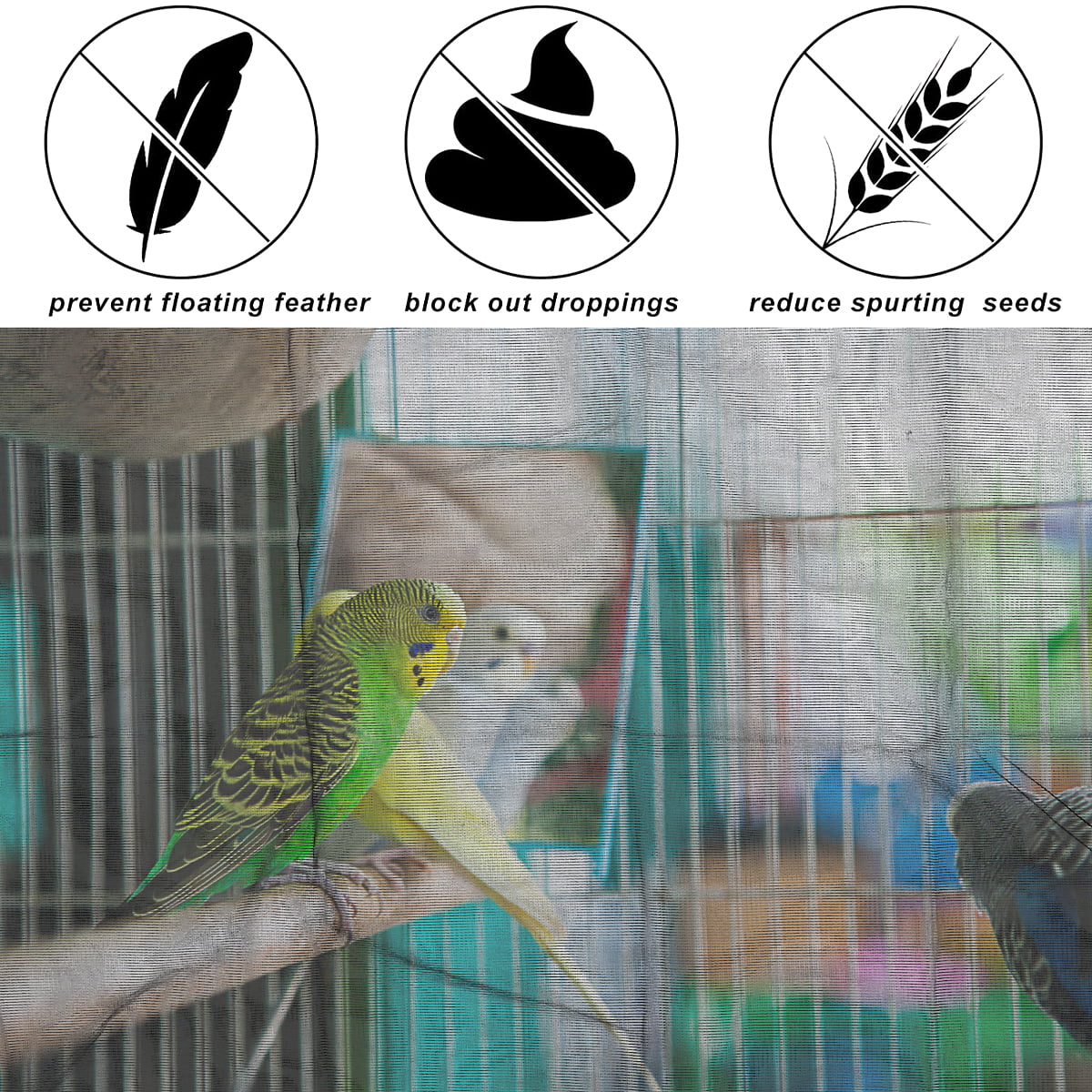 Bird Cage Seed Catcher Mesh Skirt Cover for Parrot Bird Cage Cover Seeds Guard Dust-Proof Universal Birdcage Accessories Light and Breathable Fabric Prevent Scatter and Mess 