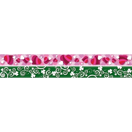 UPC: 0704068009738 | BARKER CREEK Double-Sided Border  Hearts and Clover  for Bulletin Boards  Reception Areas  Halls  Break Rooms  Office  School  Home Learning Decor  3” x 35’ (973)