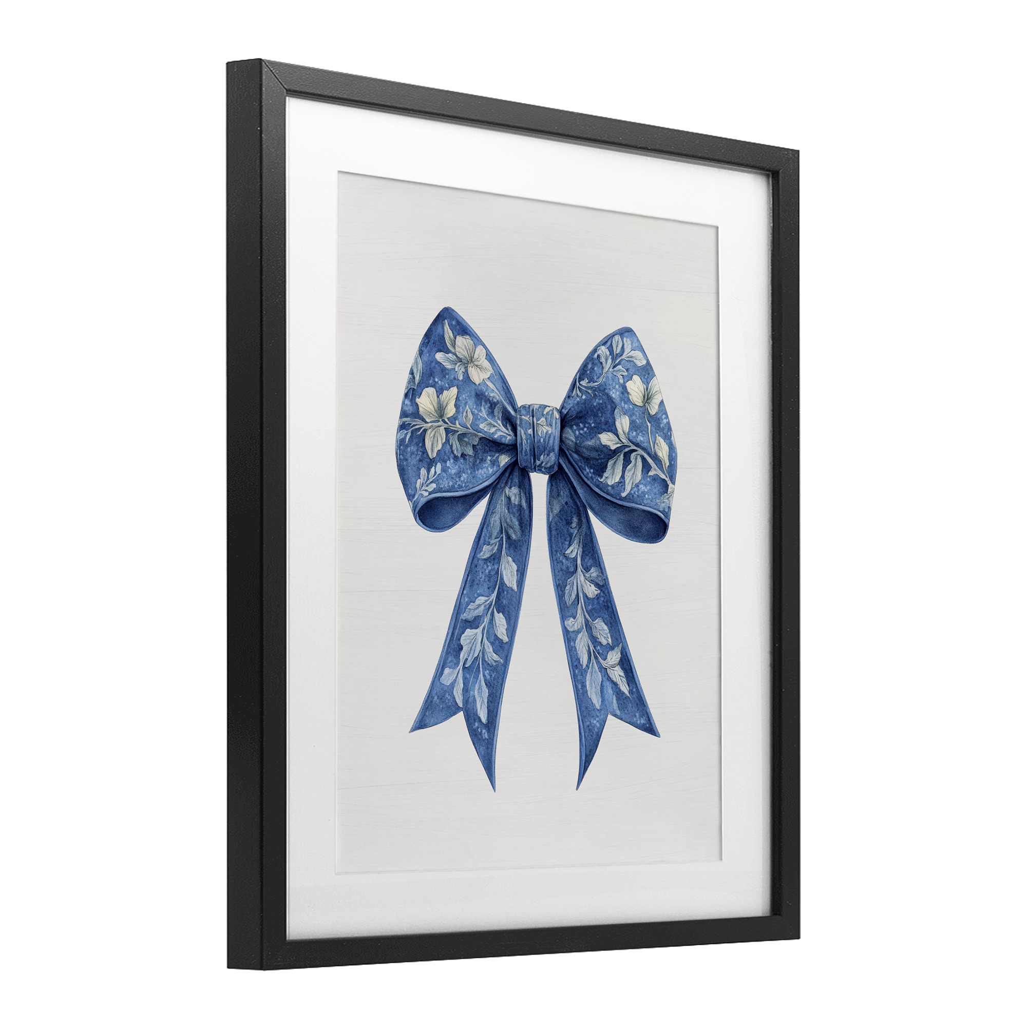 Intricate Florals Ribbon Black Framed Print Under Glass, design by Lettered and Lined