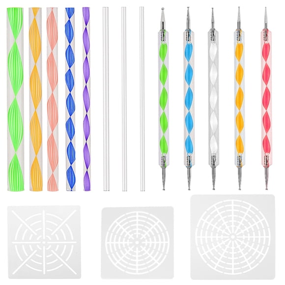 Relax love Mandala Dotting Tools Rock Painting Kits Pebble Art Set Drawing Pen Paint Stencil Brush Children's Crafts Nail Dotting Pen Tool Set,16pcs