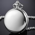 thumbnail image 2 of Minzimin Smooth Pocket Watch Alloy Steel Quartz Roman/Arabic Numerals with 37cm Chain for Father's Day Xmas Best Gifts, 2 of 7