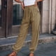 thumbnail image 2 of Pantalones sólidos casuales de mujer con bolsillo Cómodos pies de corbata Pantalones largos Fridja hfkajh101982, 2 of 8