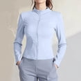thumbnail image 6 of Women's Slim Fit Full Zip Jacket with Stand Collar and Lightweight Fabric Featuring Breathable Material for Yoga Classes Gym Workouts Running Sessions Morning Walks Casual Outings Blue M, 6 of 7
