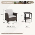 thumbnail image 4 of EAGLE PEAK Ocean Vista Patio Outdoor 3 piece Variated Brown Wicker Conversation Dining Chair Set, Beige Cushions, 4 of 10