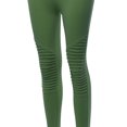 thumbnail image 4 of A2Y Women's Solid Basic Cotton Fitted Full Length Moto Leggings Army Green XL, 4 of 5