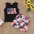 thumbnail image 3 of kaprioy Toddler Baby Boys Summer Outfits Baby Boy 4th of July Outfits Sleeveless Independence Day USA Letter Prints Vest Top American Flag Shorts Set 12M-3T, 3 of 6
