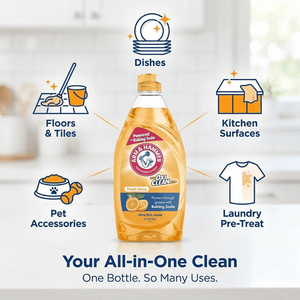 Arm & Hammer + Oxi Clean Ultra Dish Liquid Soap, Fresh Citrus, 64 oz
