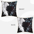 thumbnail image 3 of Fotbe Butterfly Angel Wings Art Pattern Velvet Decorative Throw Pillow Covers with Elegant Piping, Soft Plush Cushion Cover for Sofa, Bed, Car, Office-18"x18", 3 of 8