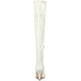 thumbnail image 4 of BLISSFUL STEP Women's Glitter Pointed Toe Stiletto Heels Over the Knee High Boots White 6, 4 of 8