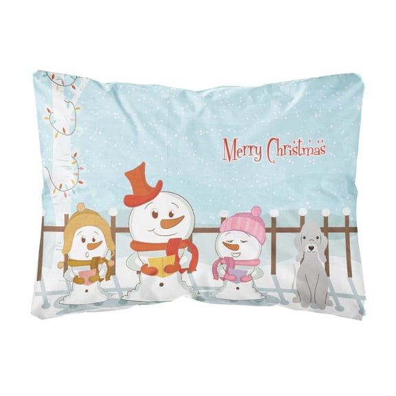 Carolines Treasures BB2421PW1216 Merry Christmas Carolers Bedlington Terrier Blue Canvas Fabric Decorative Pillow, 12H