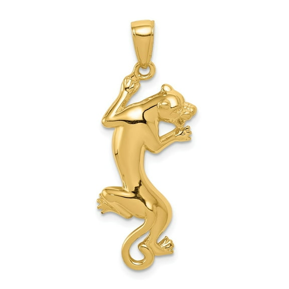 Real 14kt Yellow Gold Gold Polished Panther Pendant; for Adults and Teens; for Women and Men
