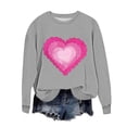 thumbnail image 2 of Fznquz Plus Size Sweatshirt for Women Valentines Day Love Heart Graphic Outfits Crew Neck Gray Cute Womens Fashion XXXXL, 2 of 5