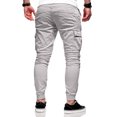 thumbnail image 3 of Men's High Waist Cargo Pants with Drawstring and Pockets Casual Solid Color Long Trousers for Sports and Fitness White XXL, 3 of 4