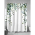 thumbnail image 5 of Botanical Floral Shower Curtain, Watercolor Eucalyptus Leaf Bathroom Decor Curtains Set with Hooks, Green Waterproof Fabric Home Accessories， 72X 96 Inch Extra Long, 5 of 6