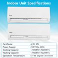 thumbnail image 4 of Zimtown 18000 BTU 2 Dual Zone 12000 + 12000 BTU 19 SEER2 208-230V Cools Up to 1100 Sq.Ft Wifi Multi Zone Split Air Conditioner Ductless Pre-Charged Heat Pump Work with Alexa, 16ft Installation Kit, 4 of 8