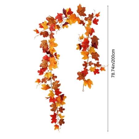 Cheapark 2 Meter Fall Leaf Garland - Artificial Maple Vine For Thanksgiving Halloween Wall Ceiling Decor