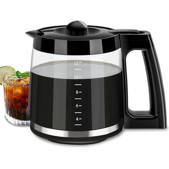 12-Cup Glass Carafe Replacement Pot Compatible with Hamilton Beach Coffee Maker Models 46310 49976 49966 49350 49957 49954 49933 49980A 49980Z 49983 49618 46300.