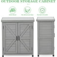 thumbnail image 5 of YEXJ Outdoor Potting Bench with Storage Cabinet and Metal Top, Wood Workstation for Outdoor Patio, Garden-31x17x36‘’-Classic Grey, 5 of 14