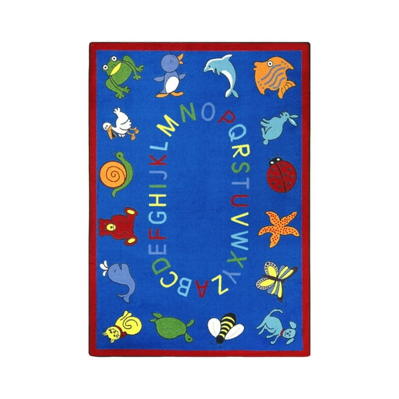 Joy Carpets Kid Essentials Early Childhood ABC Animals Rug 5'4" x 7'8" Rectangle Blue