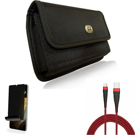 10ft USB Cable & Privacy Screen Protector & Case Belt Clip for Samsung Galaxy S22 Plus (S22 ) - Combo Type-C Charger Cord Power & TPU Film (Fingerprint Works) Anti-Peep & Rugged Holster
